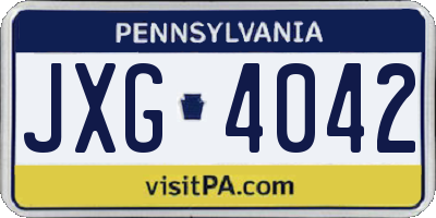 PA license plate JXG4042