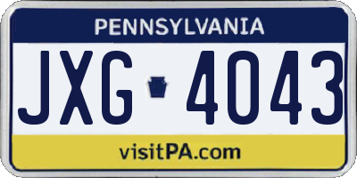 PA license plate JXG4043
