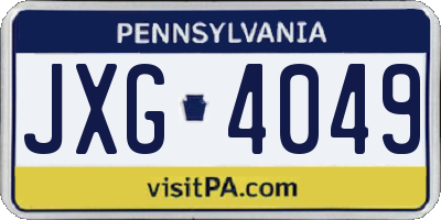 PA license plate JXG4049