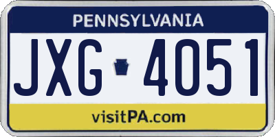 PA license plate JXG4051