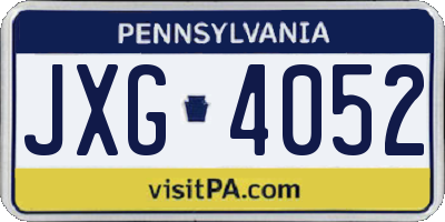 PA license plate JXG4052