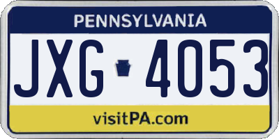 PA license plate JXG4053