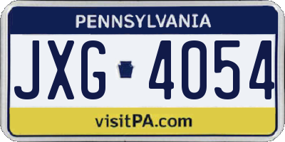 PA license plate JXG4054
