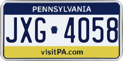 PA license plate JXG4058
