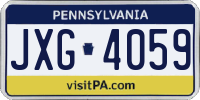 PA license plate JXG4059
