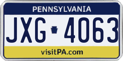PA license plate JXG4063