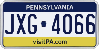 PA license plate JXG4066