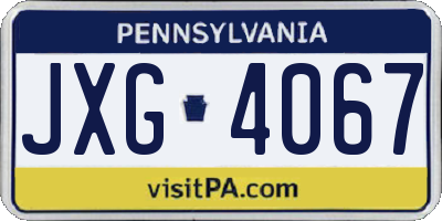 PA license plate JXG4067
