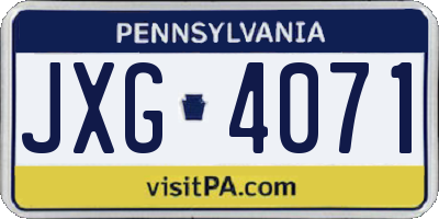 PA license plate JXG4071