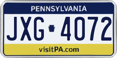 PA license plate JXG4072