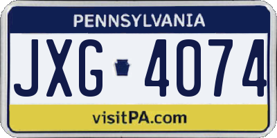 PA license plate JXG4074