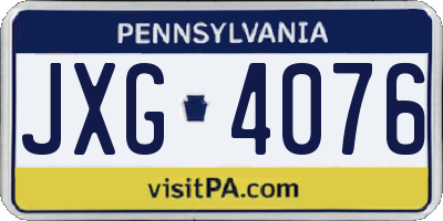 PA license plate JXG4076