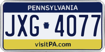 PA license plate JXG4077