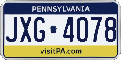 PA license plate JXG4078