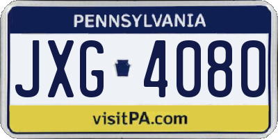 PA license plate JXG4080