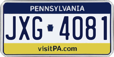 PA license plate JXG4081