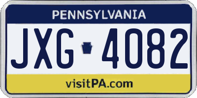 PA license plate JXG4082
