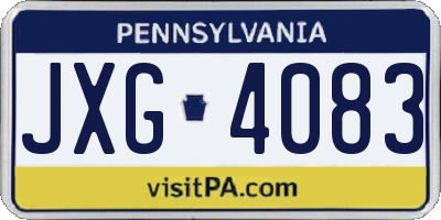 PA license plate JXG4083