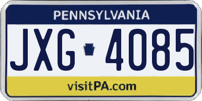 PA license plate JXG4085