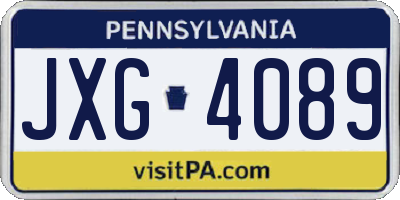 PA license plate JXG4089