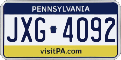 PA license plate JXG4092