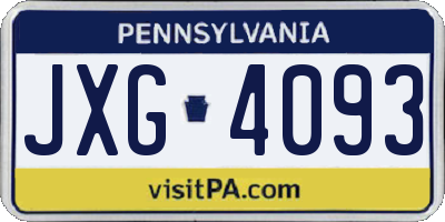 PA license plate JXG4093