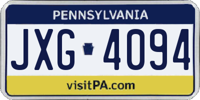 PA license plate JXG4094