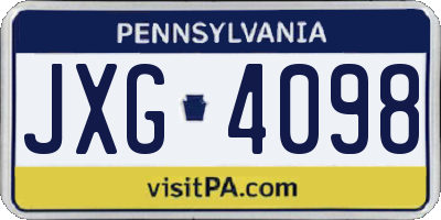 PA license plate JXG4098