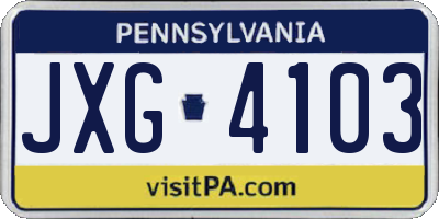 PA license plate JXG4103