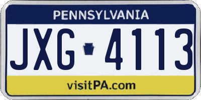 PA license plate JXG4113