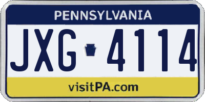 PA license plate JXG4114