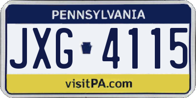 PA license plate JXG4115