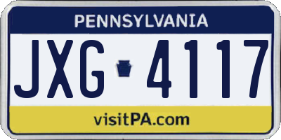 PA license plate JXG4117