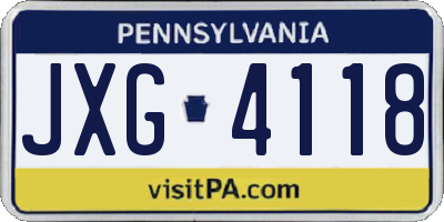 PA license plate JXG4118