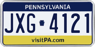 PA license plate JXG4121