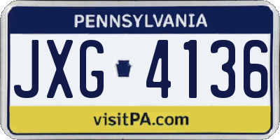 PA license plate JXG4136