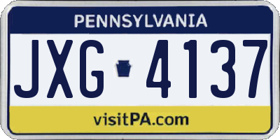 PA license plate JXG4137