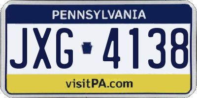 PA license plate JXG4138