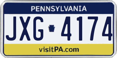 PA license plate JXG4174