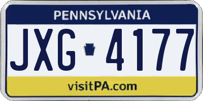 PA license plate JXG4177