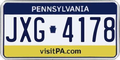 PA license plate JXG4178