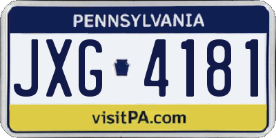 PA license plate JXG4181