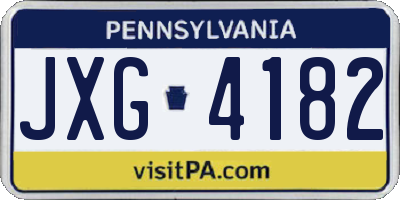 PA license plate JXG4182