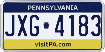 PA license plate JXG4183