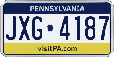 PA license plate JXG4187