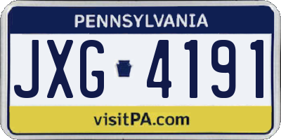 PA license plate JXG4191
