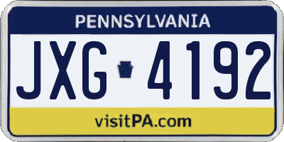 PA license plate JXG4192