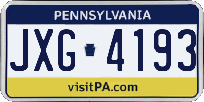 PA license plate JXG4193