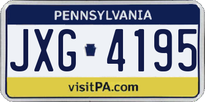 PA license plate JXG4195
