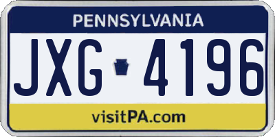 PA license plate JXG4196